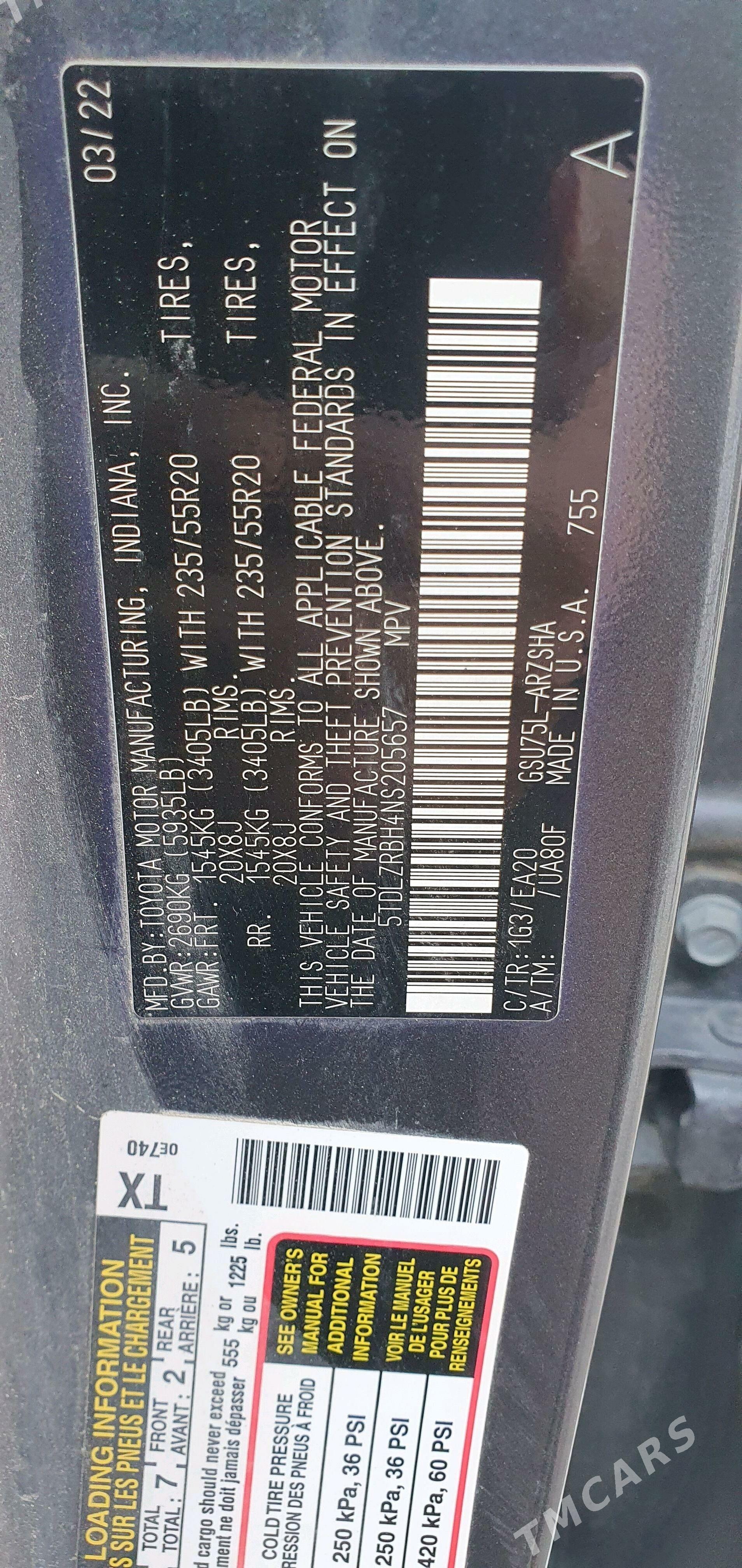 Toyota Highlander 2022 - 450 000 TMT - Мары - img 4