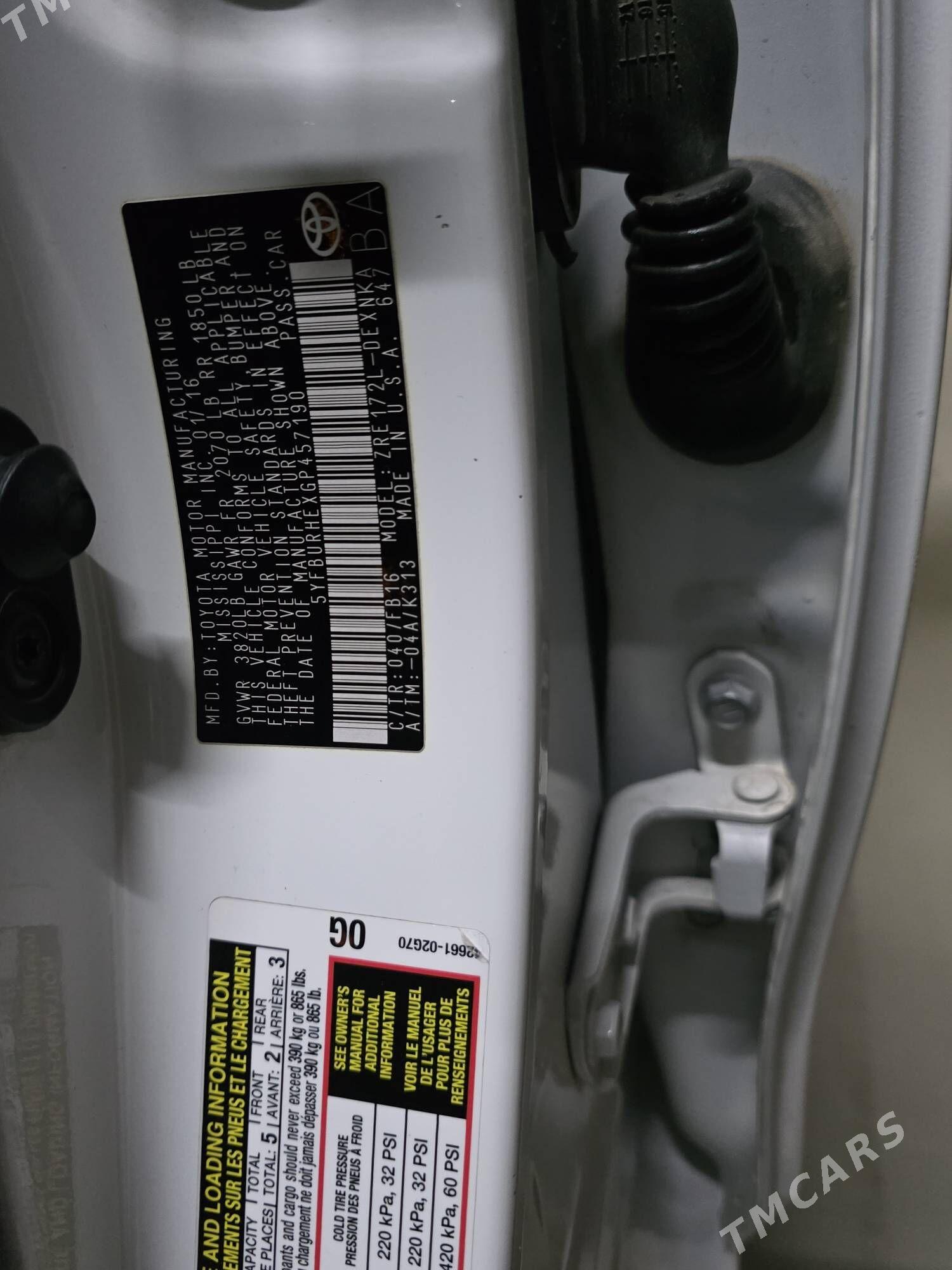 Toyota Corolla 2016 - 185 000 TMT - Ашхабад - img 9