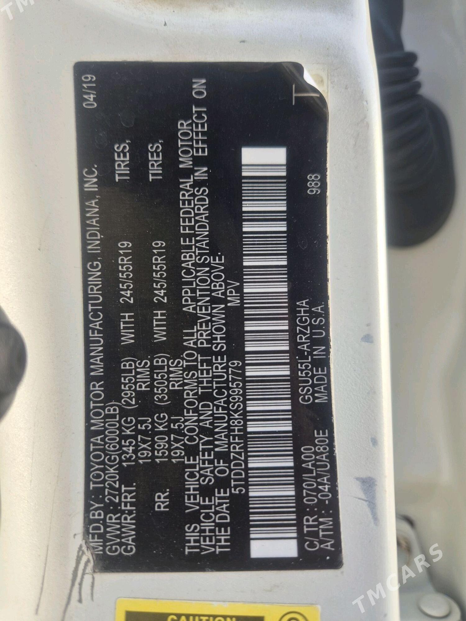 Toyota Highlander 2019 - 420 000 TMT - Ашхабад - img 6