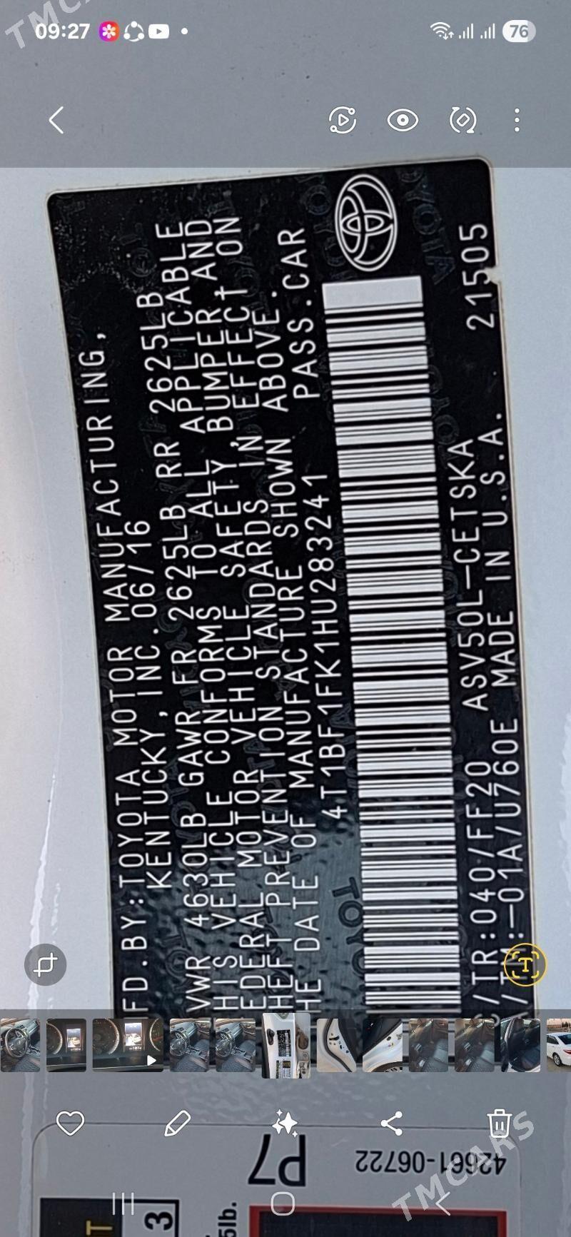 Toyota Camry 2016 - 269 000 TMT - Köýtendag - img 2