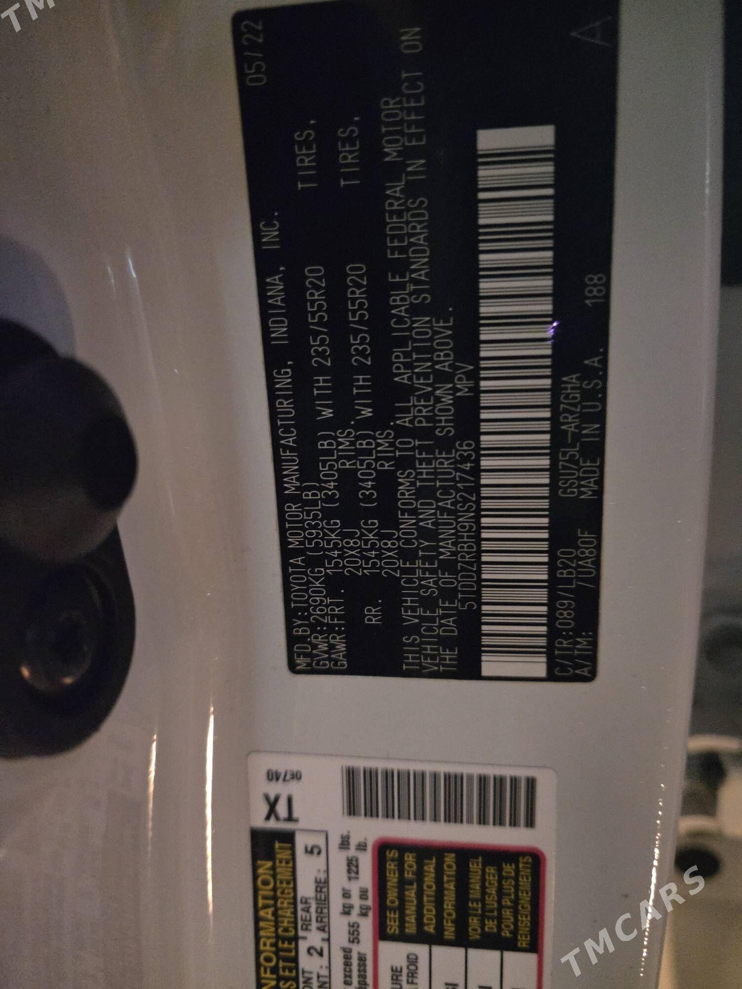 Toyota Highlander 2022 - 800 000 TMT - Aşgabat - img 7