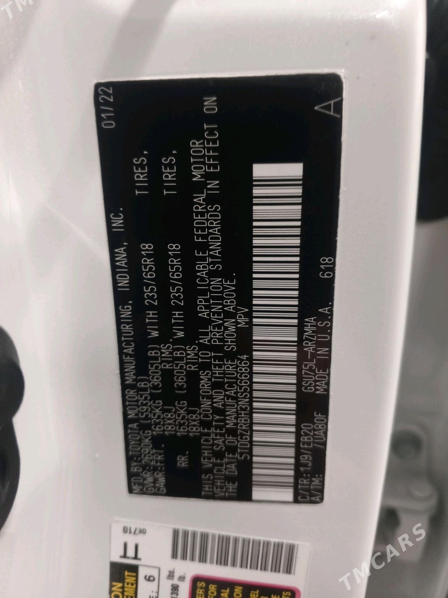 Toyota Highlander 2022 - 560 000 TMT - Ашхабад - img 10