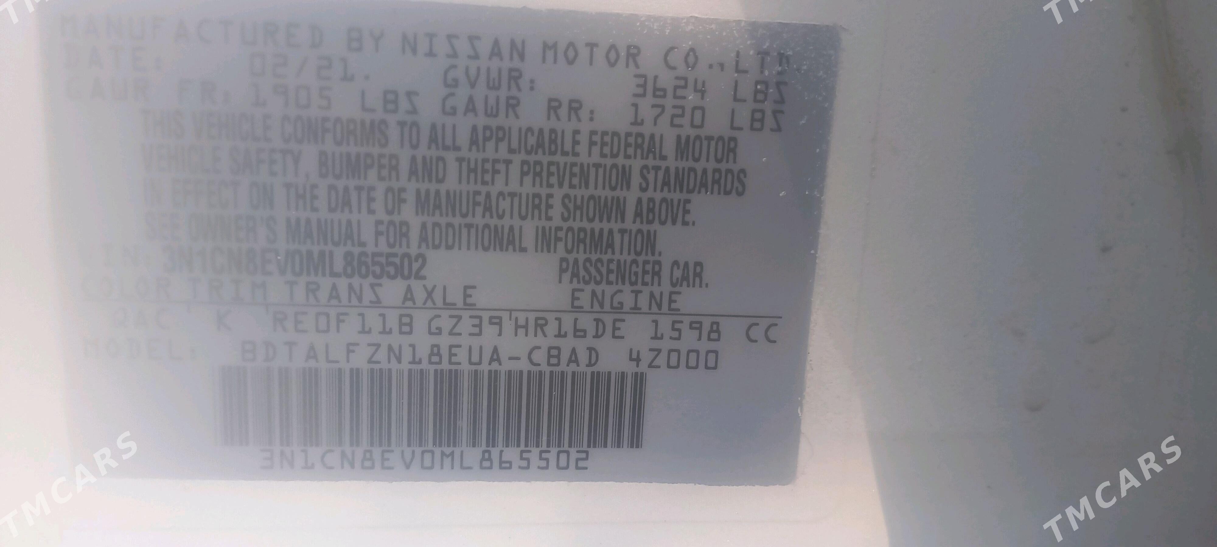 Nissan Versa 2021 - 169 000 TMT - Aşgabat - img 5