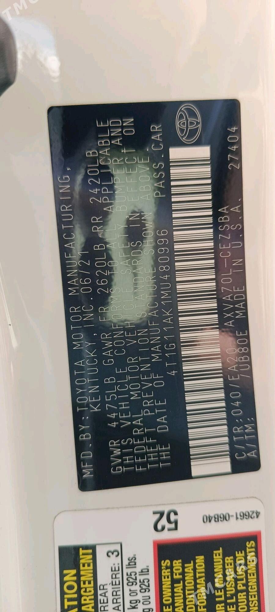 Toyota Camry 2021 - 343 000 TMT - Мары - img 3