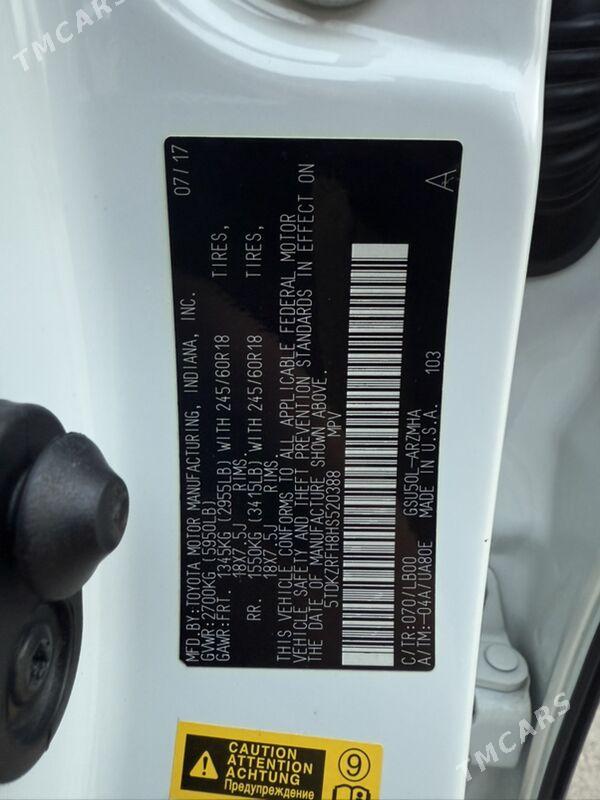 Toyota Highlander 2017 - 460 000 TMT - Aşgabat - img 9