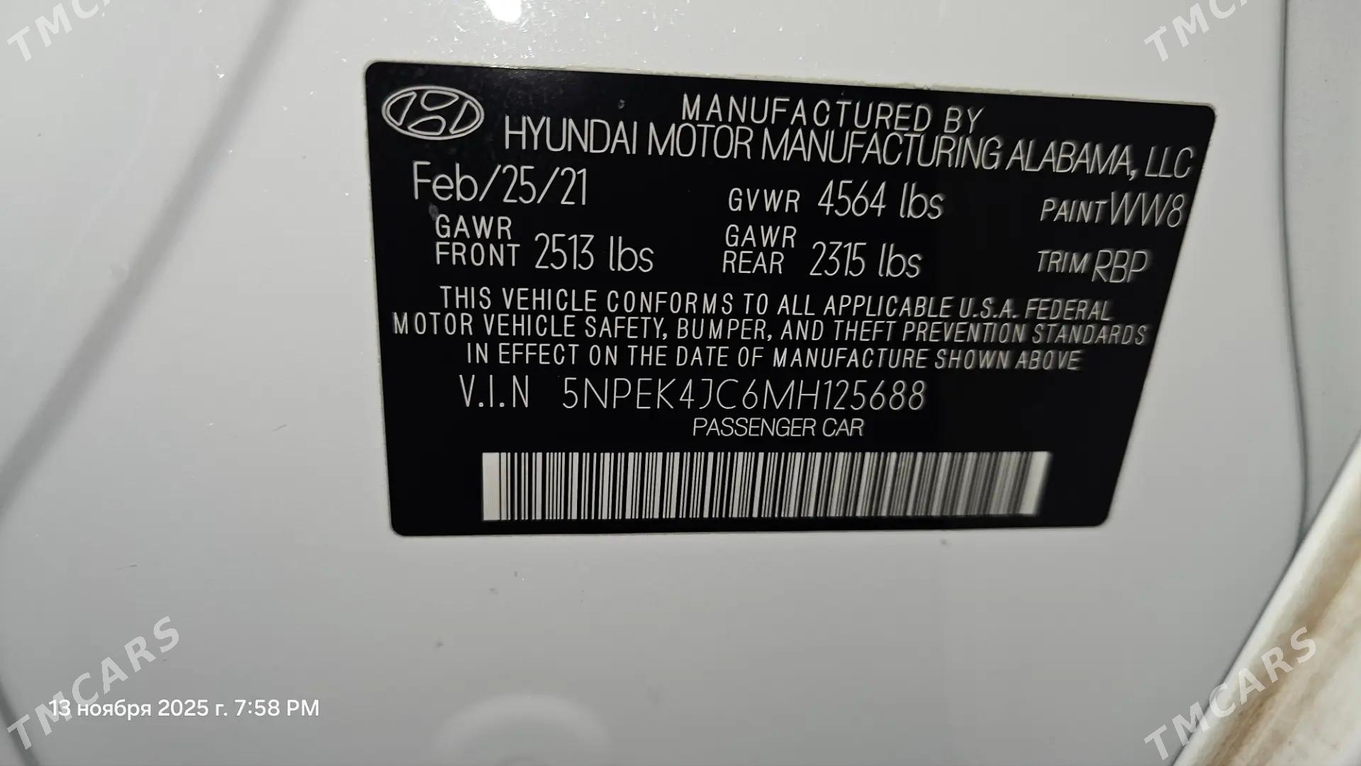 Hyundai Sonata 2021 - 325 000 TMT - Nebitgaz (Andalib-Ankara köç.) - img 5