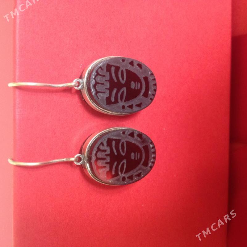 Серьги серебряные с ониксом - Ашхабад - img 1