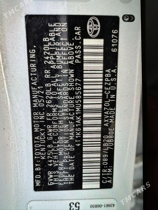 Toyota Camry 2021 - 415 000 TMT - Köşi - img 6