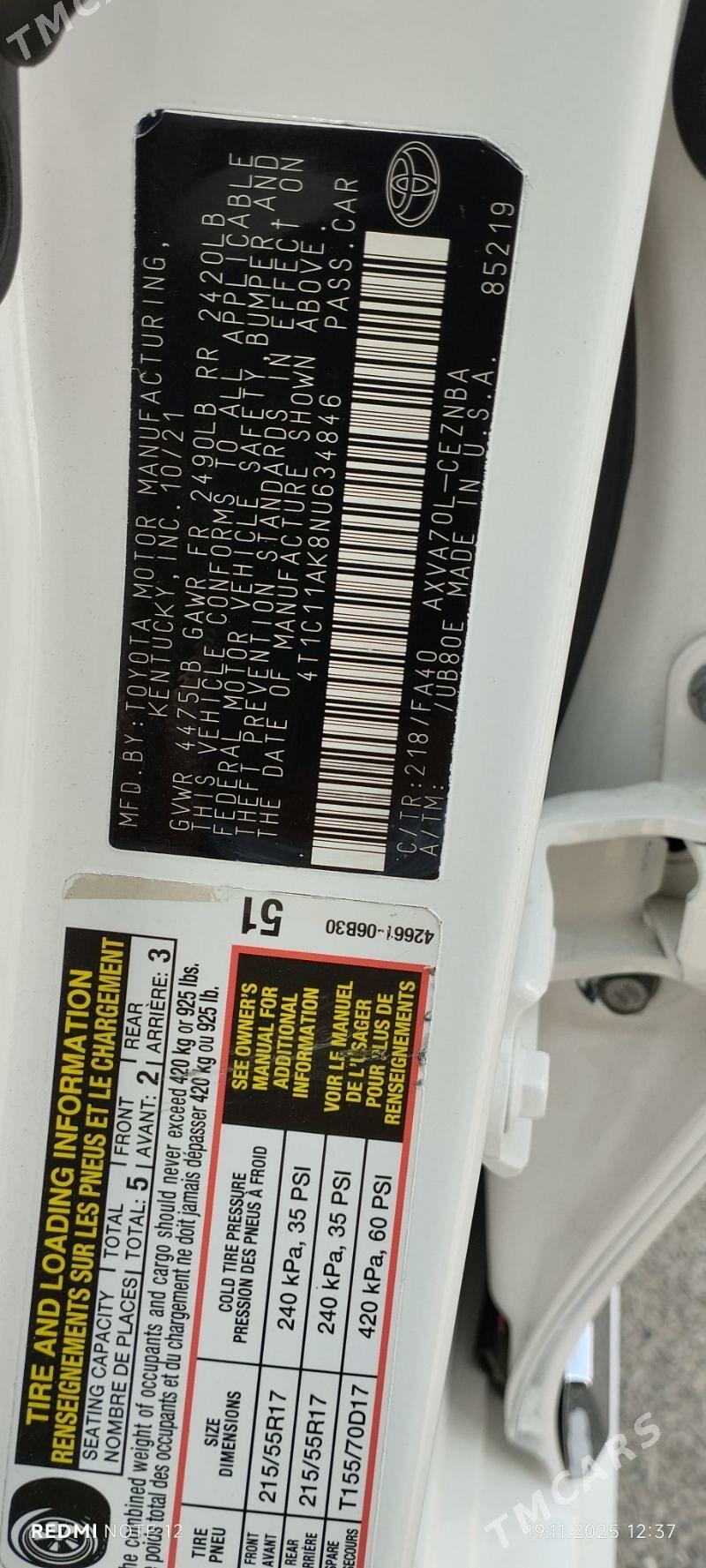 Toyota Camry 2021 - 330 000 TMT - Aşgabat - img 4