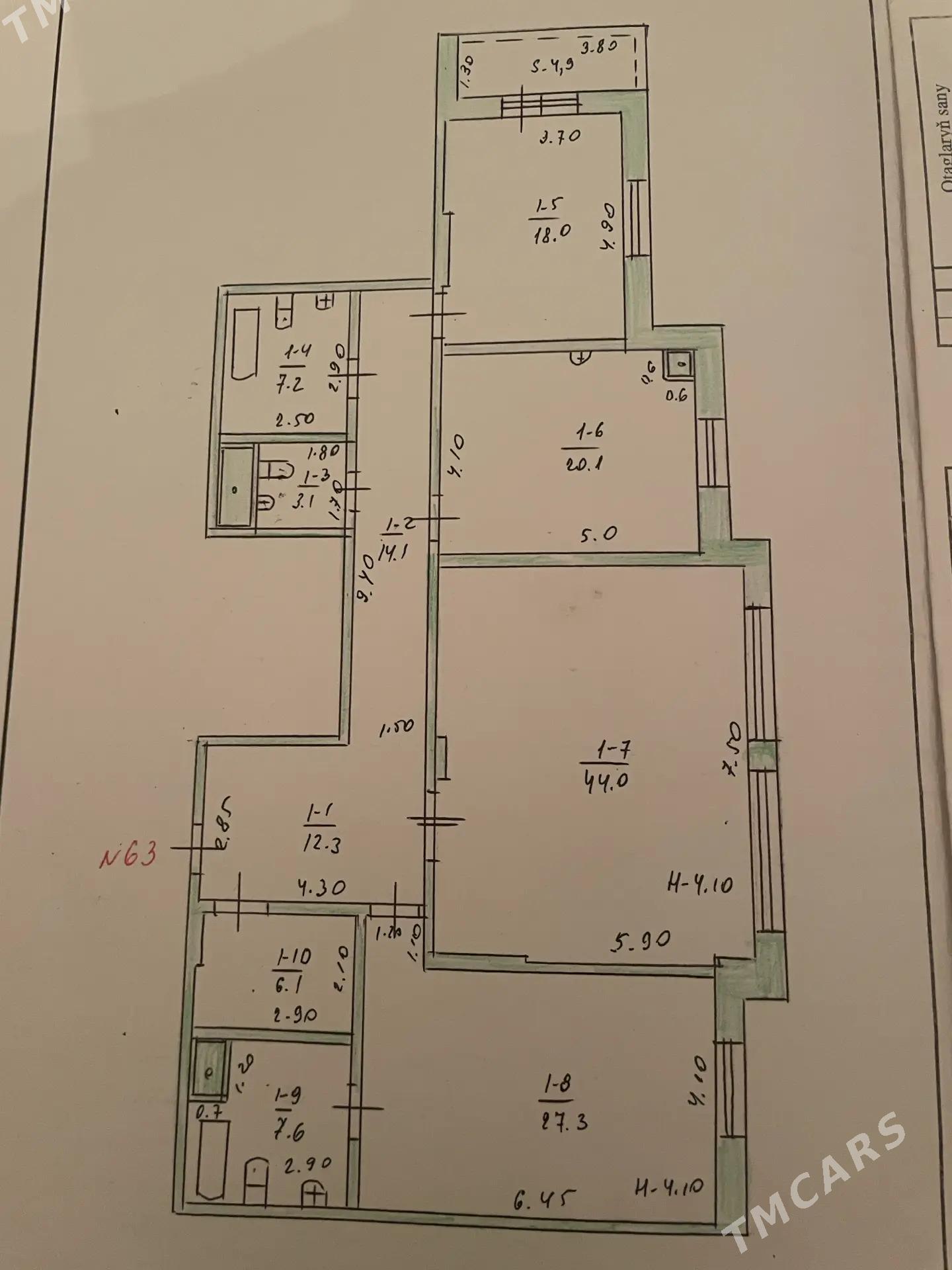 3 komnat  8 etaj 165м² - ул. Туркменбаши шаёлы (Ленина) - img 2