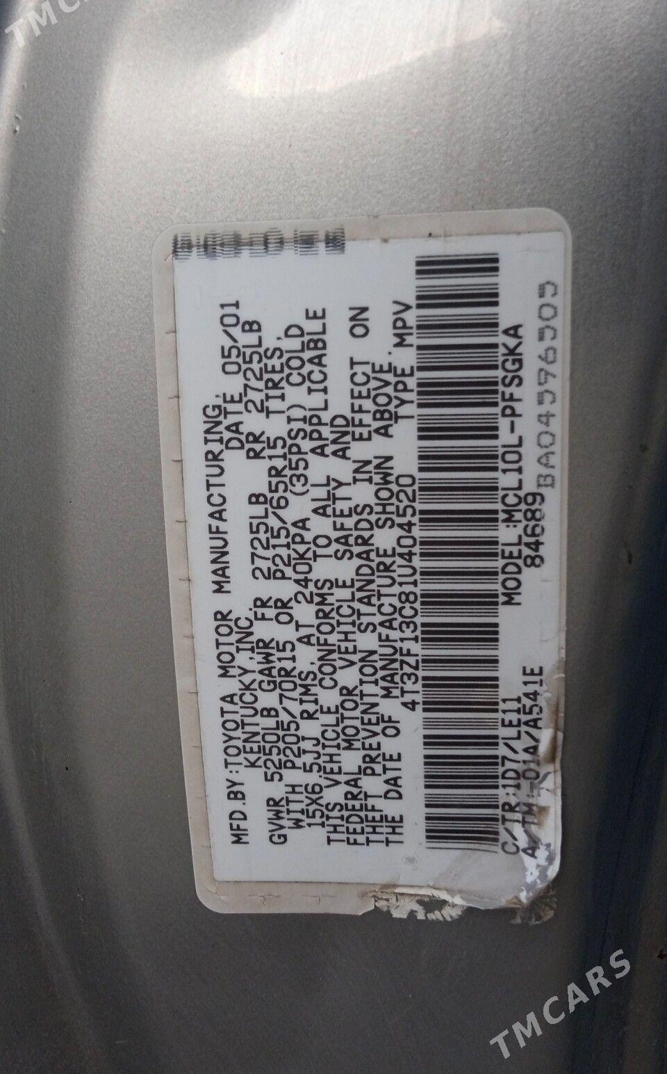 Toyota Sienna 2001 - 220 000 TMT - Гурбансолтан Едже - img 10