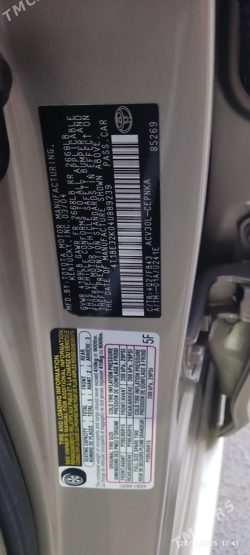 Toyota Camry 2004 - 170 000 TMT - Мары - img 7