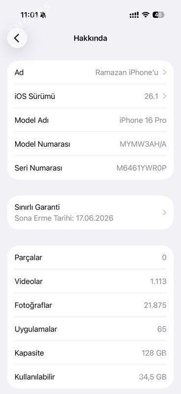 iPhone 16 Pro 128 %100 - Ашхабад - img 2