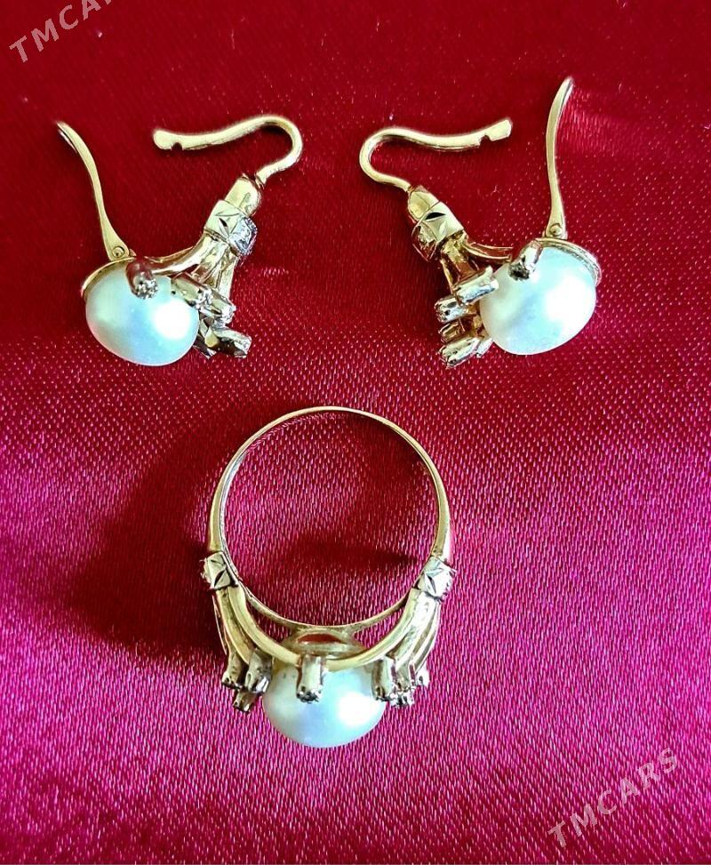 Золотой комплект с жемчугом - Aşgabat - img 3