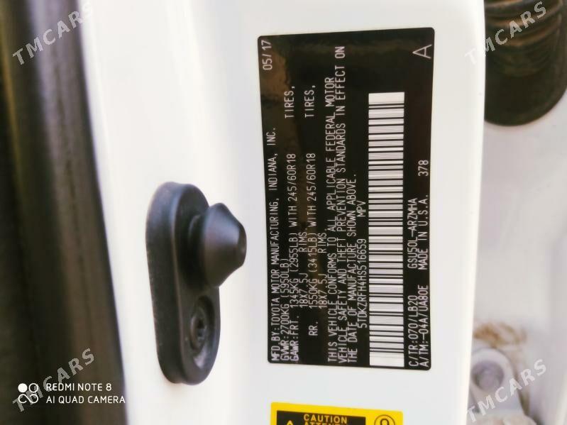 Toyota Highlander 2017 - 400 000 TMT - Туркменабат - img 8