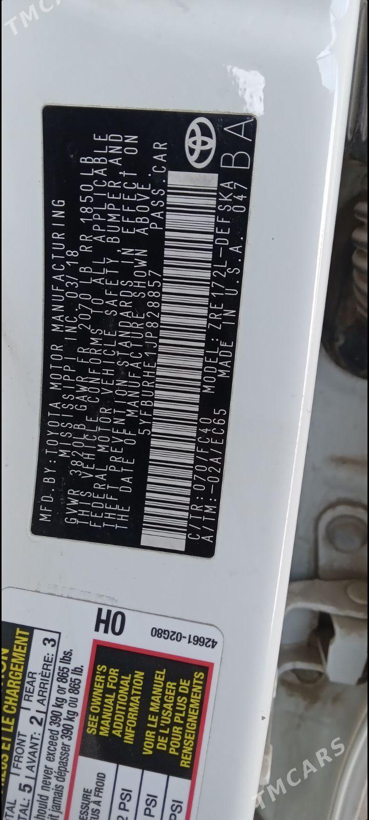 Toyota Corolla 2018 - 230 000 TMT - Ашхабад - img 4