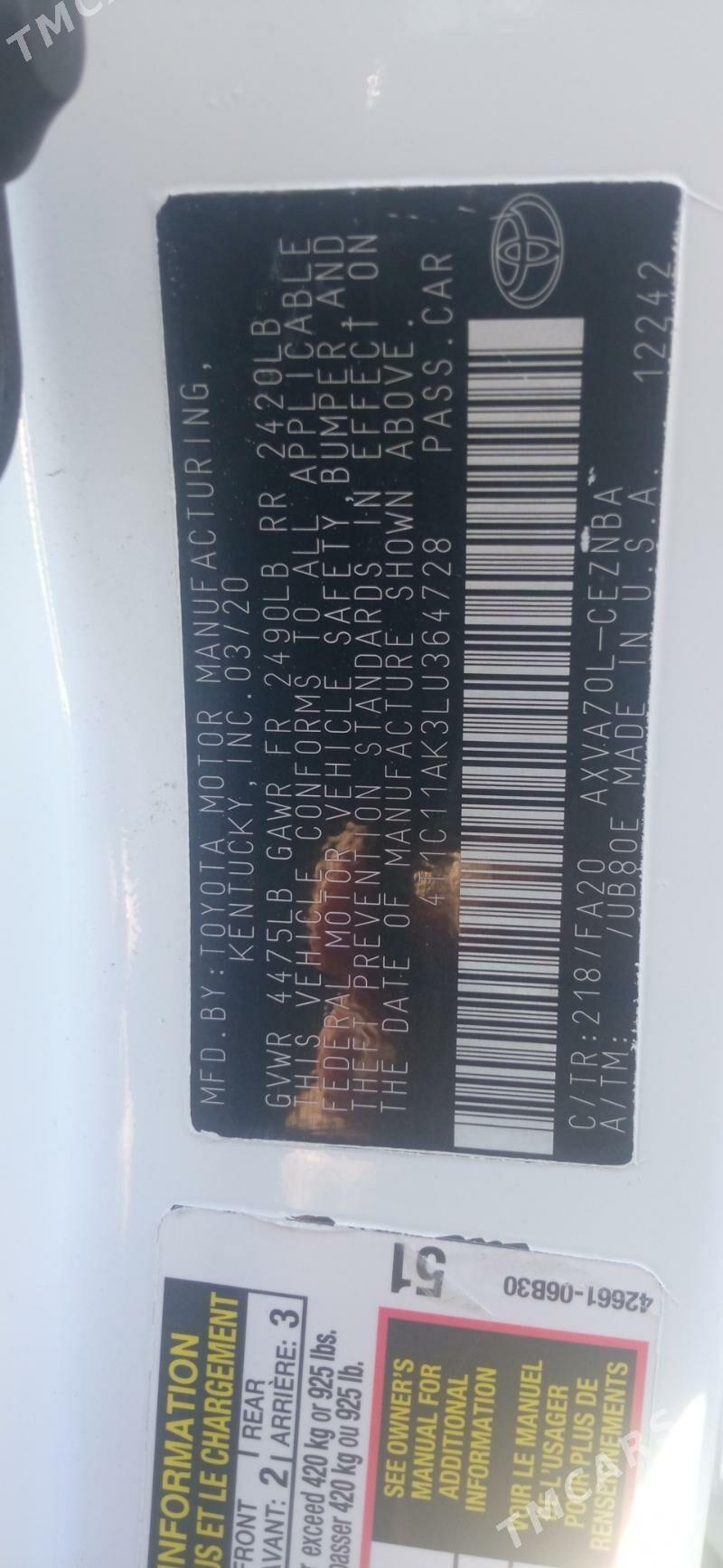 Toyota Camry 2020 - 305 000 TMT - Büzmeýin - img 10