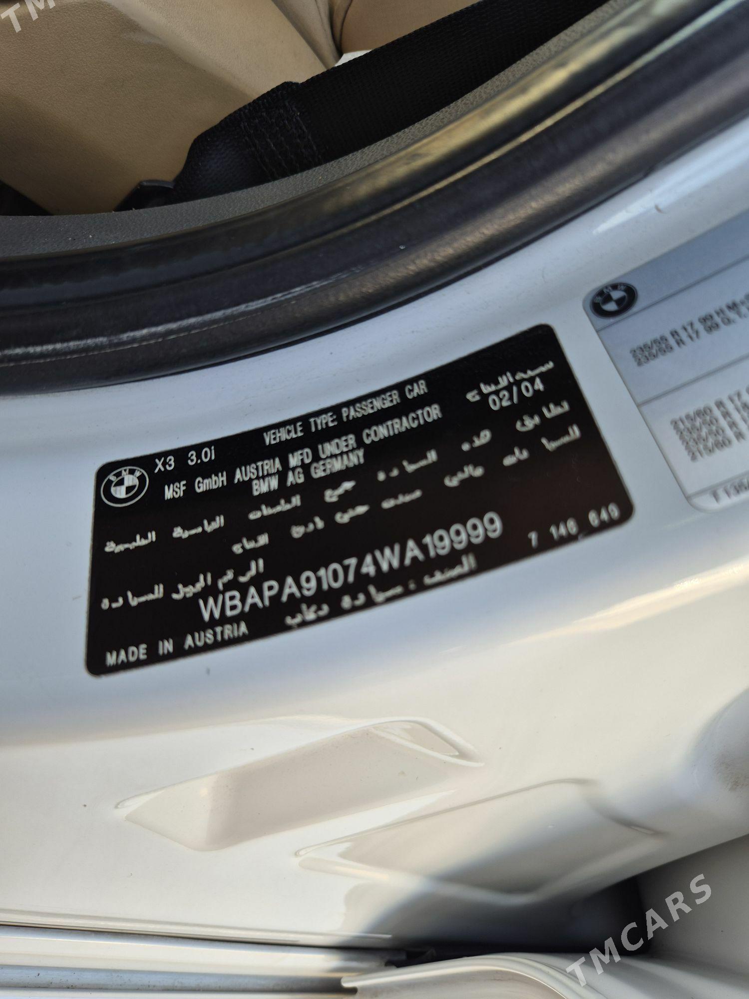 BMW X3 2004 - 139 000 TMT - Ашхабад - img 8