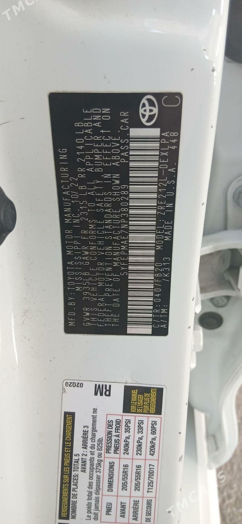 Toyota Corolla 2022 - 237 000 TMT - Ашхабад - img 8