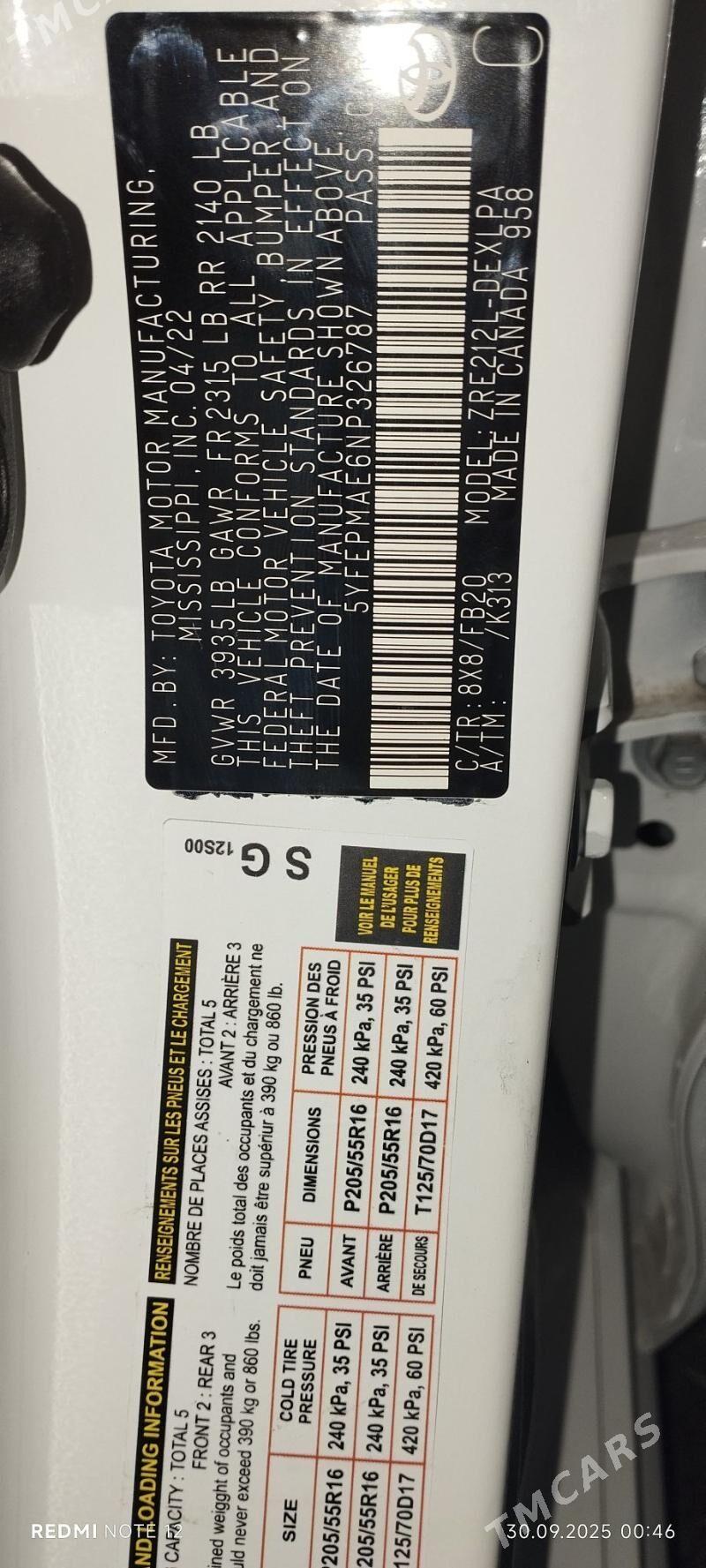 Toyota Corolla 2022 - 250 000 TMT - Ашхабад - img 9