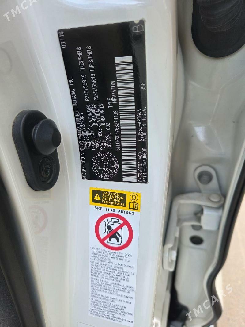 Toyota Highlander 2016 - 500 000 TMT - Podwoýski köç. (Bitarap Türkmenistan şaýoly) - img 8