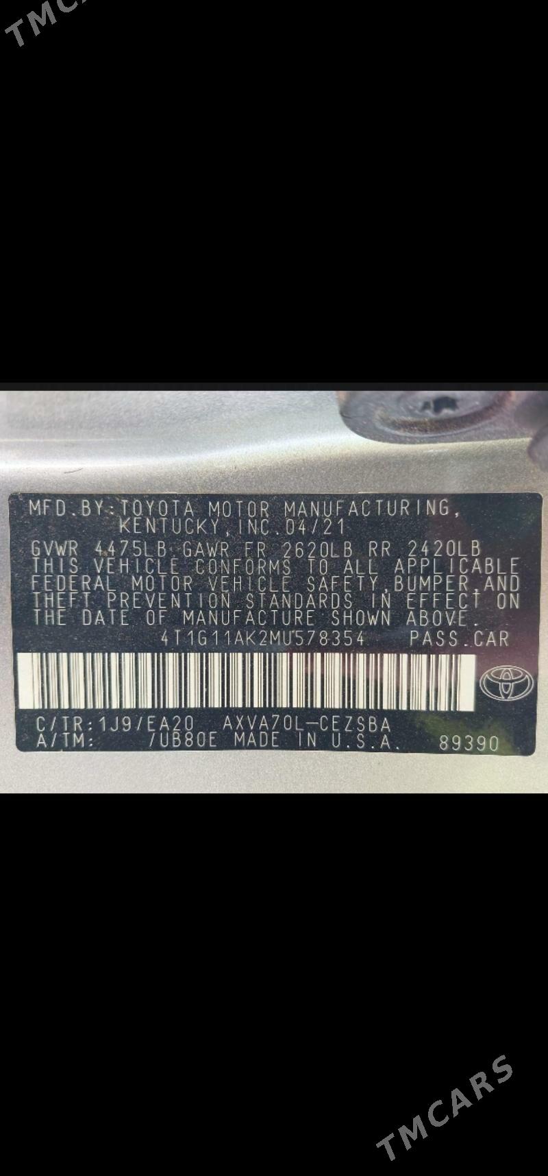 Toyota Camry 2021 - 350 000 TMT - Байрамали - img 8