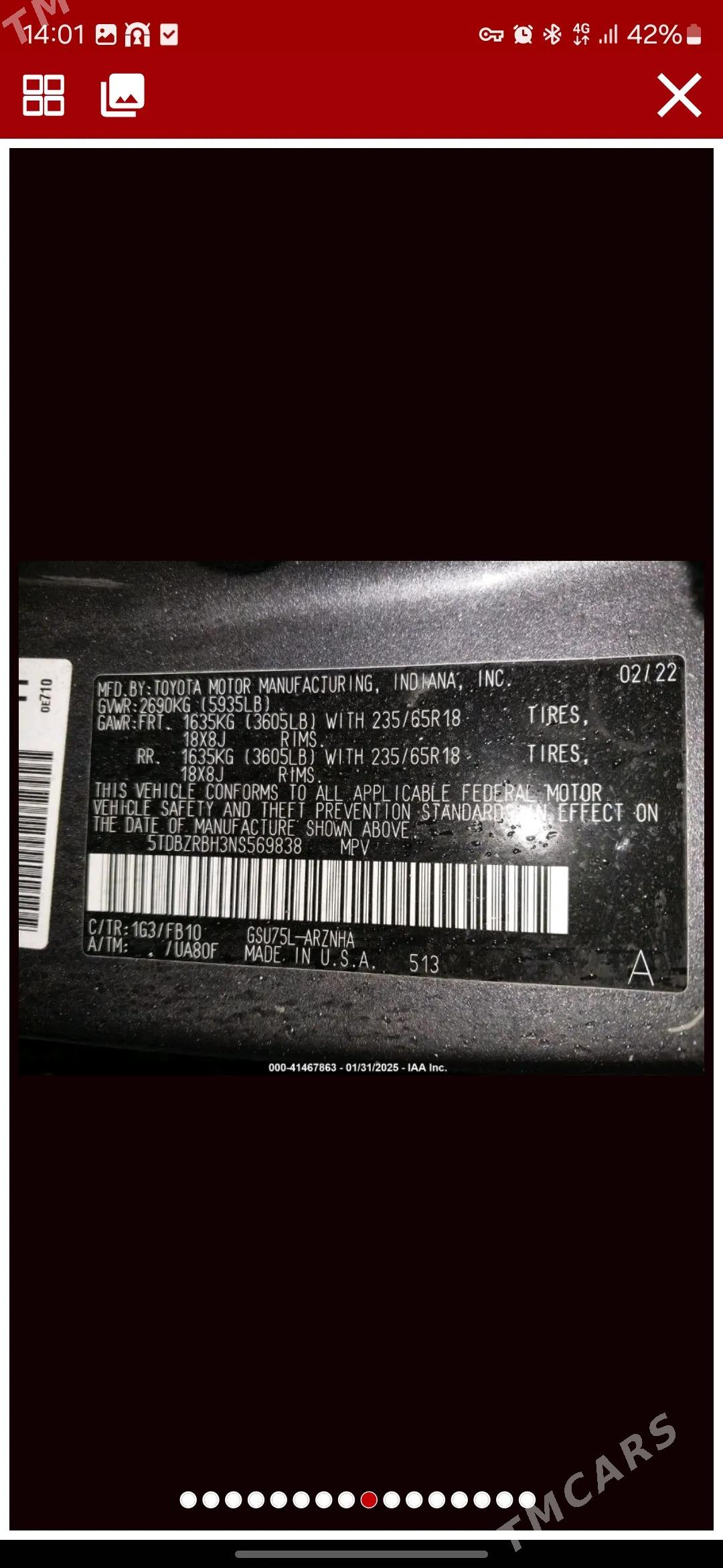 Toyota Highlander 2022 - 530 000 TMT - Bedew - img 4