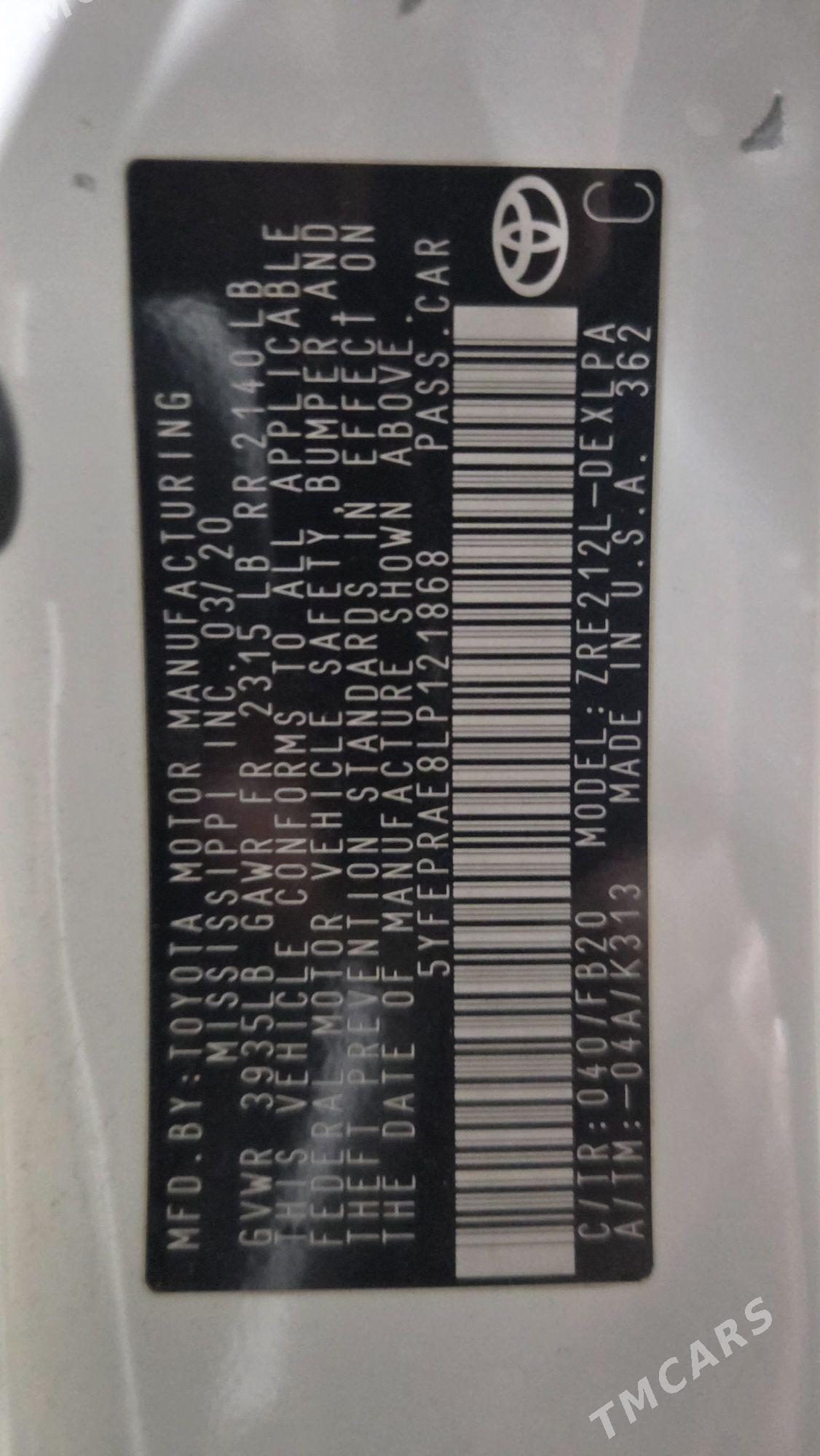 Toyota Corolla 2020 - 250 000 TMT - Чоганлы - img 10