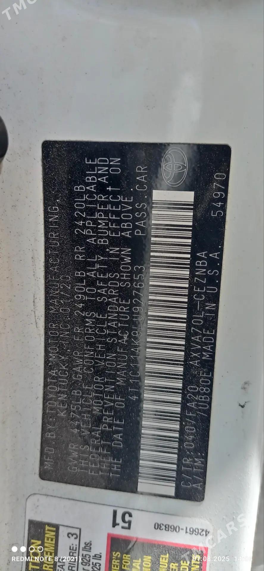 Toyota Camry 2020 - 250 000 TMT - Мары - img 9