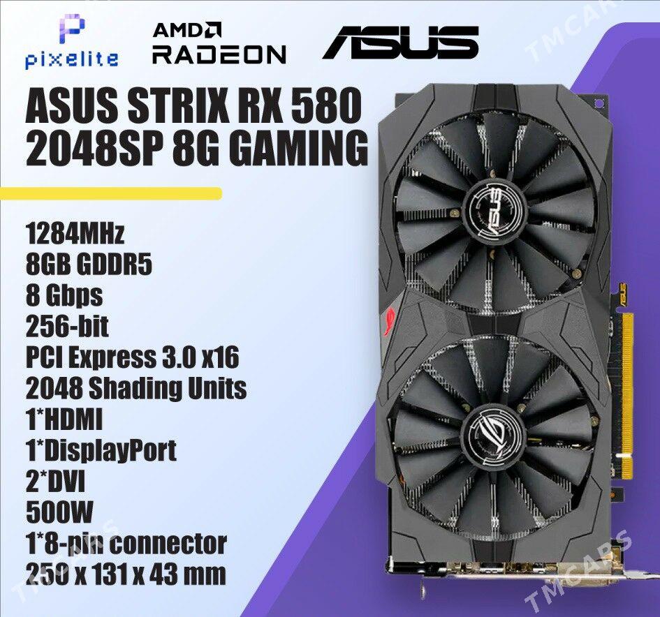 ASUS ROG STRIX RX 580 8GB - Туркменабат - img 1