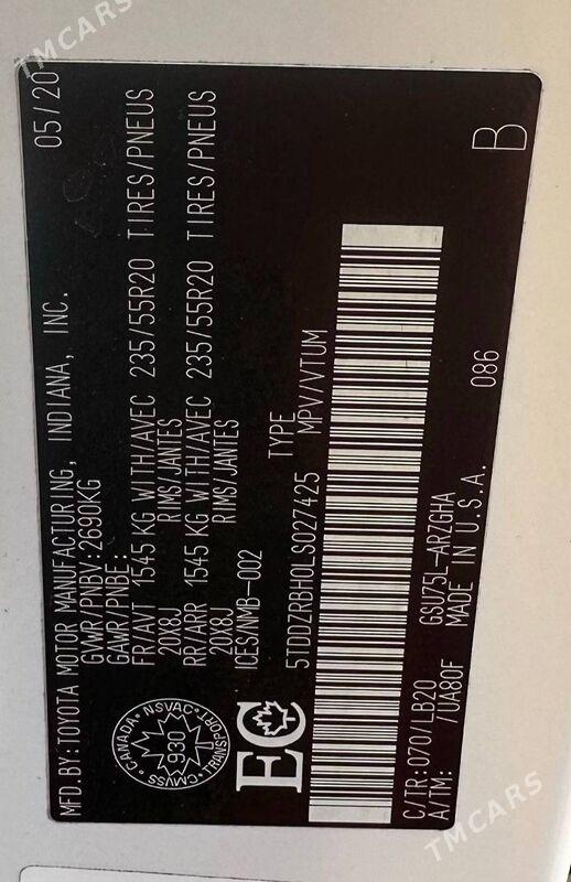 Toyota Highlander 2020 - 780 000 TMT - Aşgabat - img 6