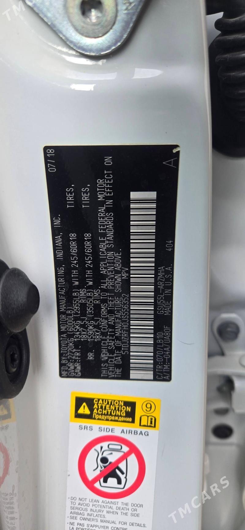 Toyota Highlander 2018 - 460 000 TMT - Gurbansoltan Eje - img 6