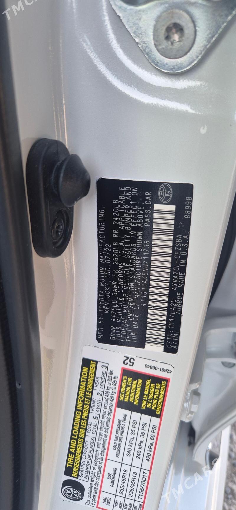 Toyota Camry 2022 - 340 000 TMT - "Алтын Асыр" Гундогар базары ( Толкучка) - img 9