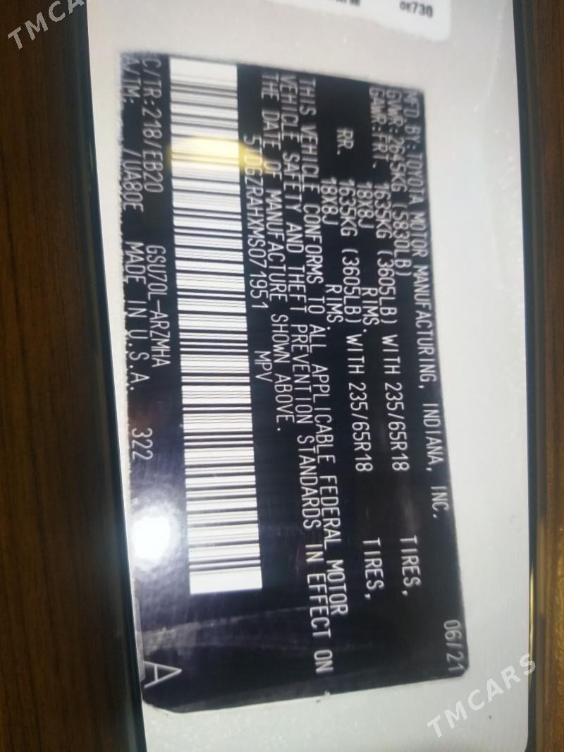 Toyota Highlander 2021 - 520 000 TMT - Бузмеин - img 4