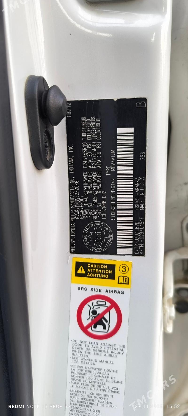 Toyota Highlander 2012 - 365 000 TMT - Ашхабад - img 5