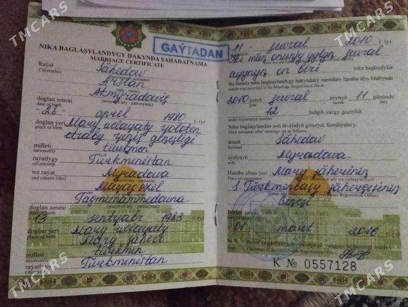 ДОКУМЕНТЛАРМЫ ЙИТИРДИМ. - Aşgabat - img 1