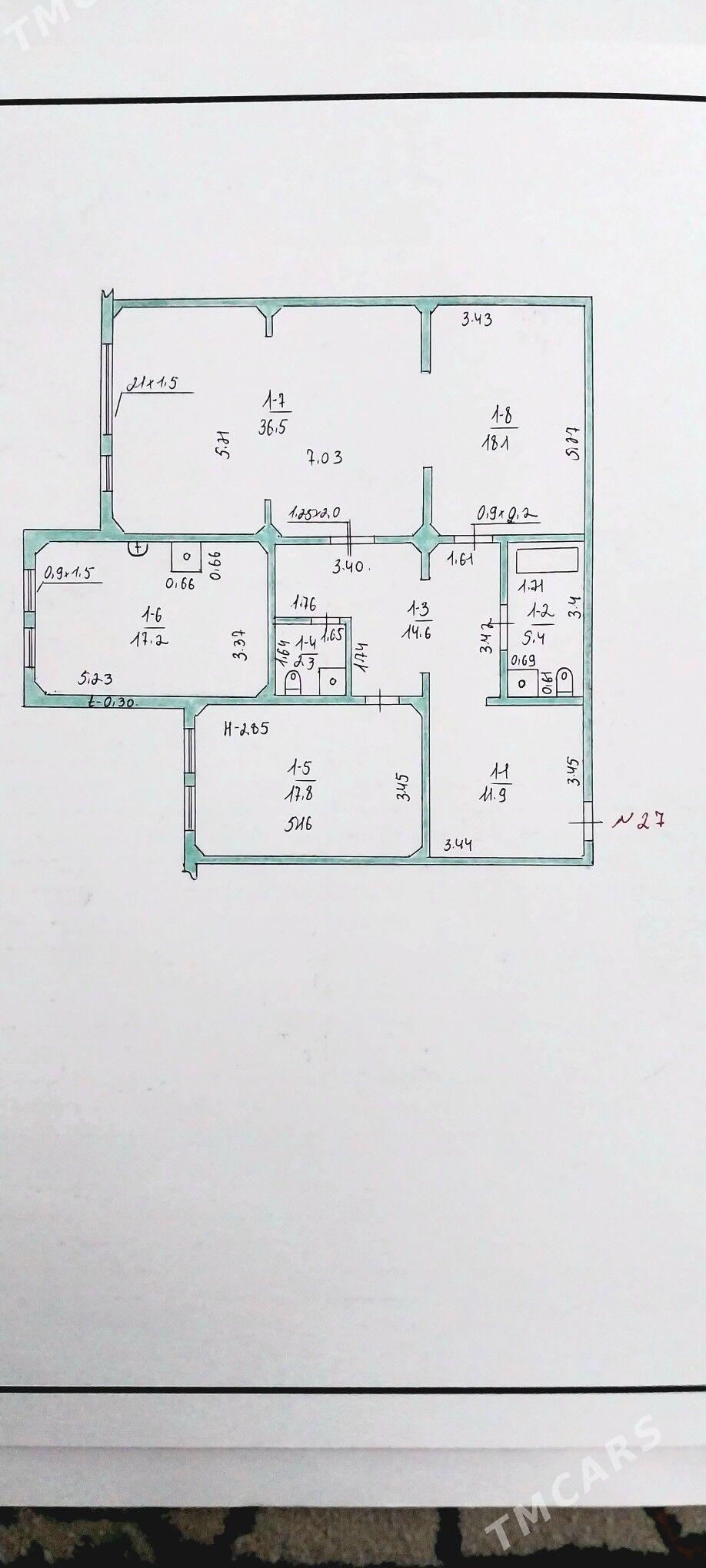 Şa ýoly Pol Elitga 3kom 124m² - Ашхабад - img 7
