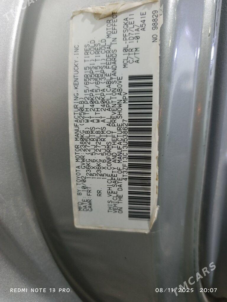 Toyota Sienna 2002 - 185 000 TMT - Мары - img 10