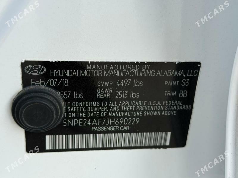 Hyundai Sonata 2018 - 174 000 TMT - 30 mkr - img 2