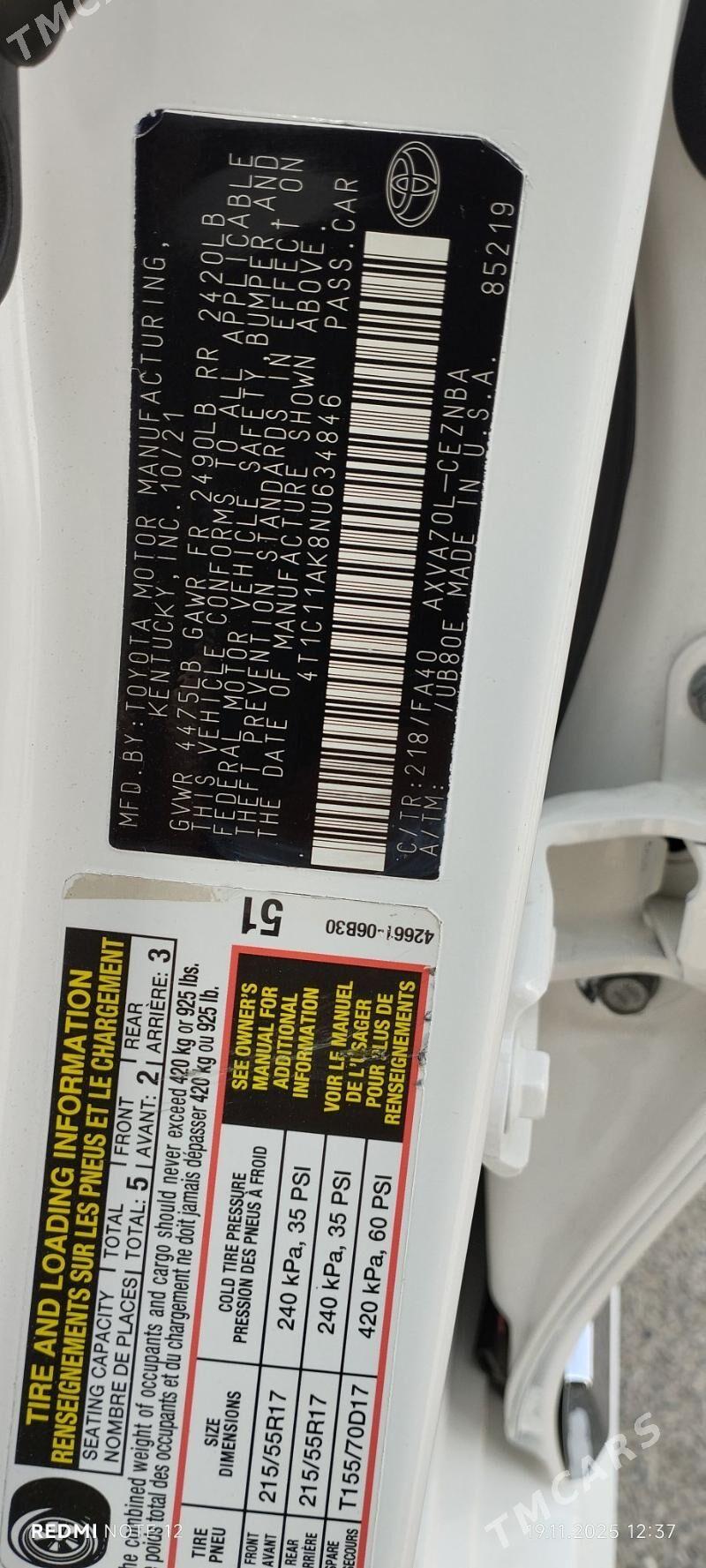 Toyota Camry 2021 - 329 000 TMT - Ашхабад - img 5