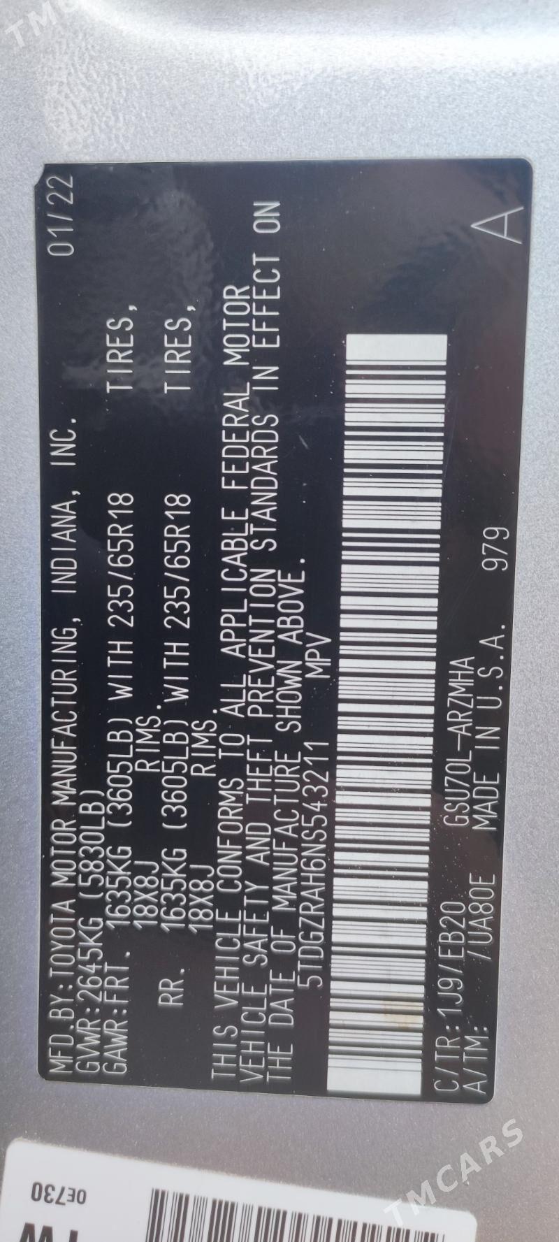 Toyota Highlander 2022 - 575 000 TMT - Ашхабад - img 4