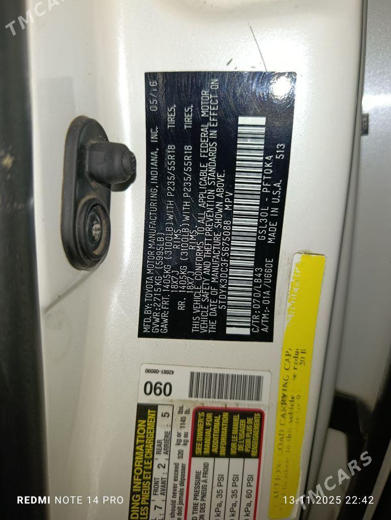 Toyota Sienna 2016 - 480 000 TMT - Чоганлы - img 7