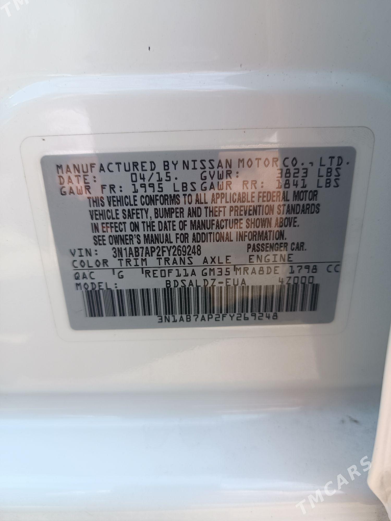 Nissan Sentra 2015 - 165 000 TMT - Aşgabat - img 6