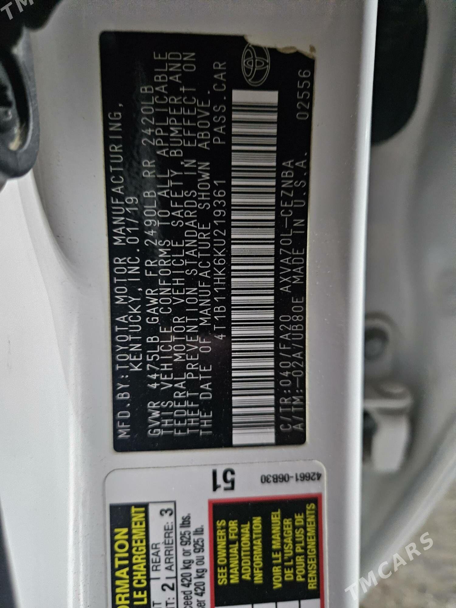 Toyota Camry 2019 - 315 000 TMT - Ашхабад - img 3