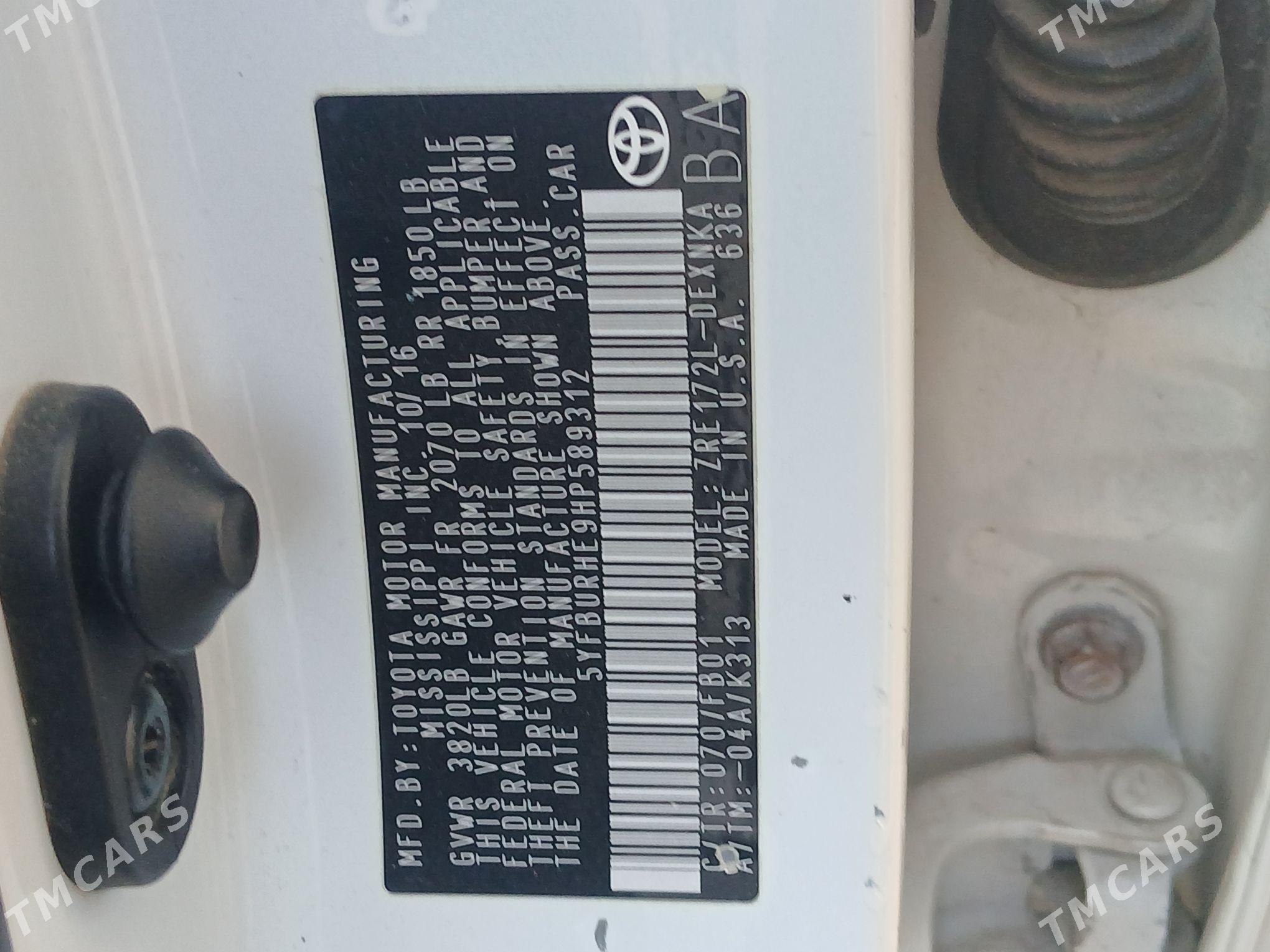 Toyota Corolla 2017 - 200 000 TMT - Ашхабад - img 7