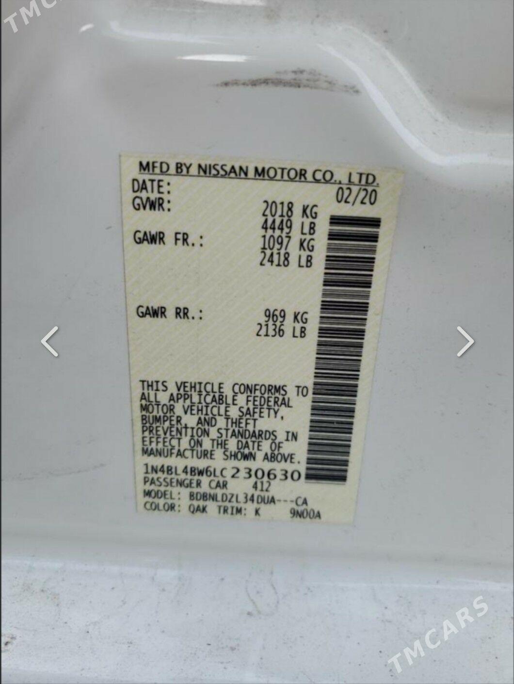 Nissan Altima 2020 - 200 000 TMT - Мары - img 10