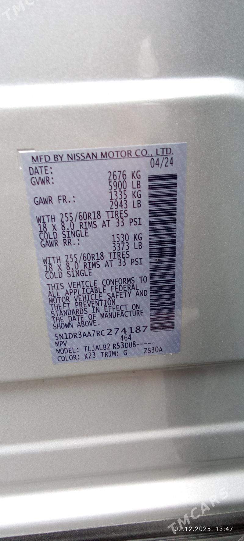 Nissan Pathfinder 2024 - 500 000 TMT - Türkmenabat - img 9