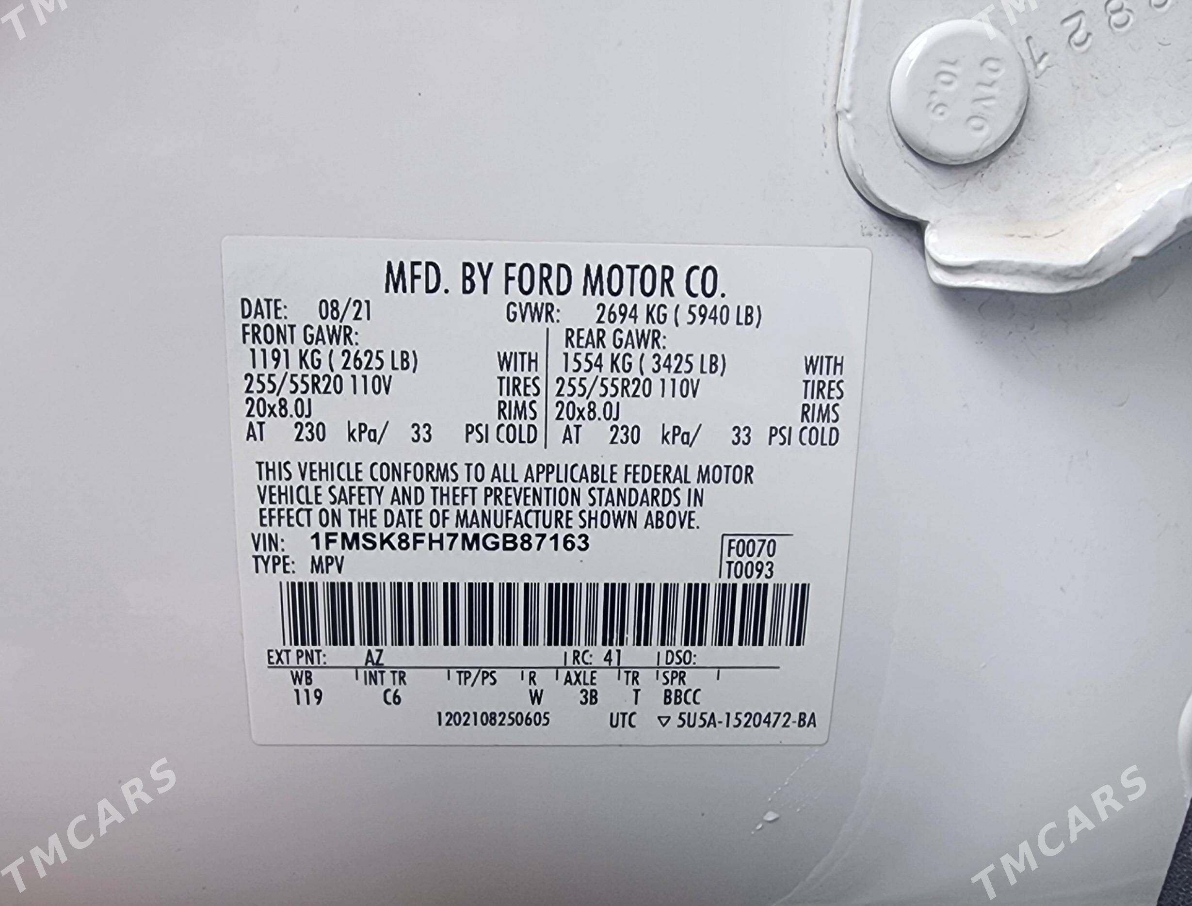 Ford Explorer 2021 - 445 000 TMT - Ашхабад - img 8