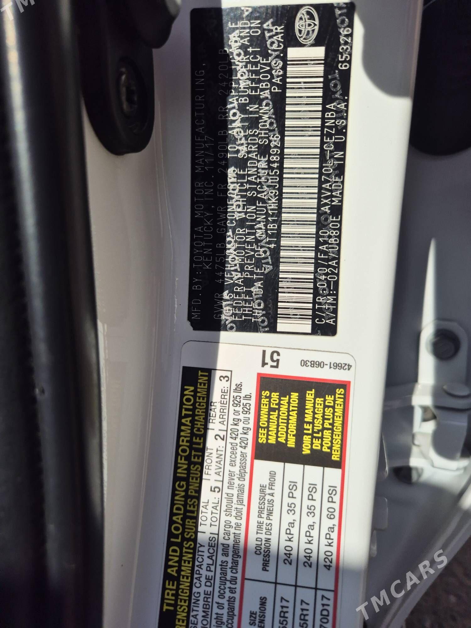 Toyota Camry 2018 - 340 000 TMT - Aşgabat - img 8