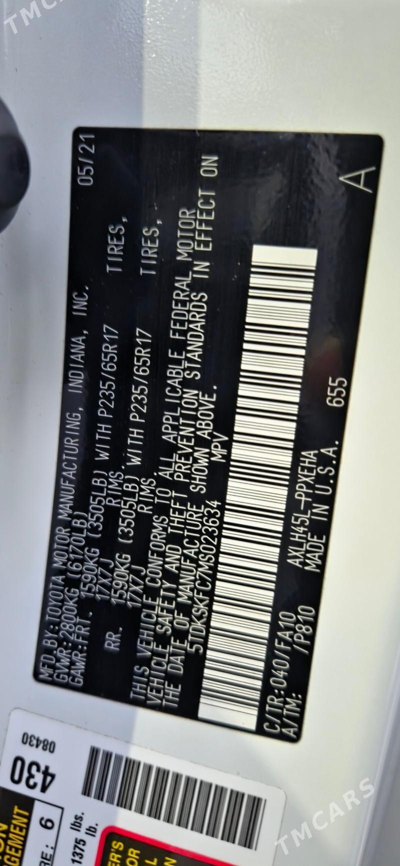 Toyota Sienna 2021 - 448 000 TMT - Мир 7 - img 9